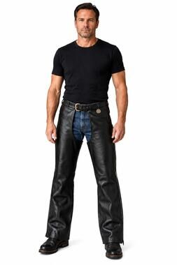 NEW Harley-Davidson Rolling Thunder Leather Chaps XL Black 97007-05VM Waist38-46